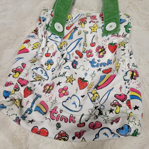 Vintage Walt Disney World TinkerBell Canvas Bag Tink Small Tote Bag Doodle - Picture 2 of 7